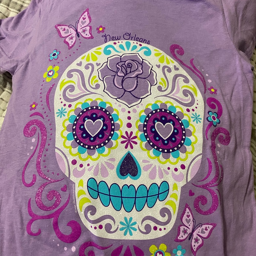Purple sugar skull shirt from New Orleans sz10/12